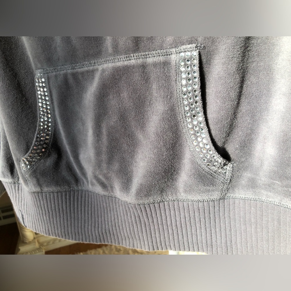 Victoria's Secret Plush & Lush Gray Crystal Velour Top